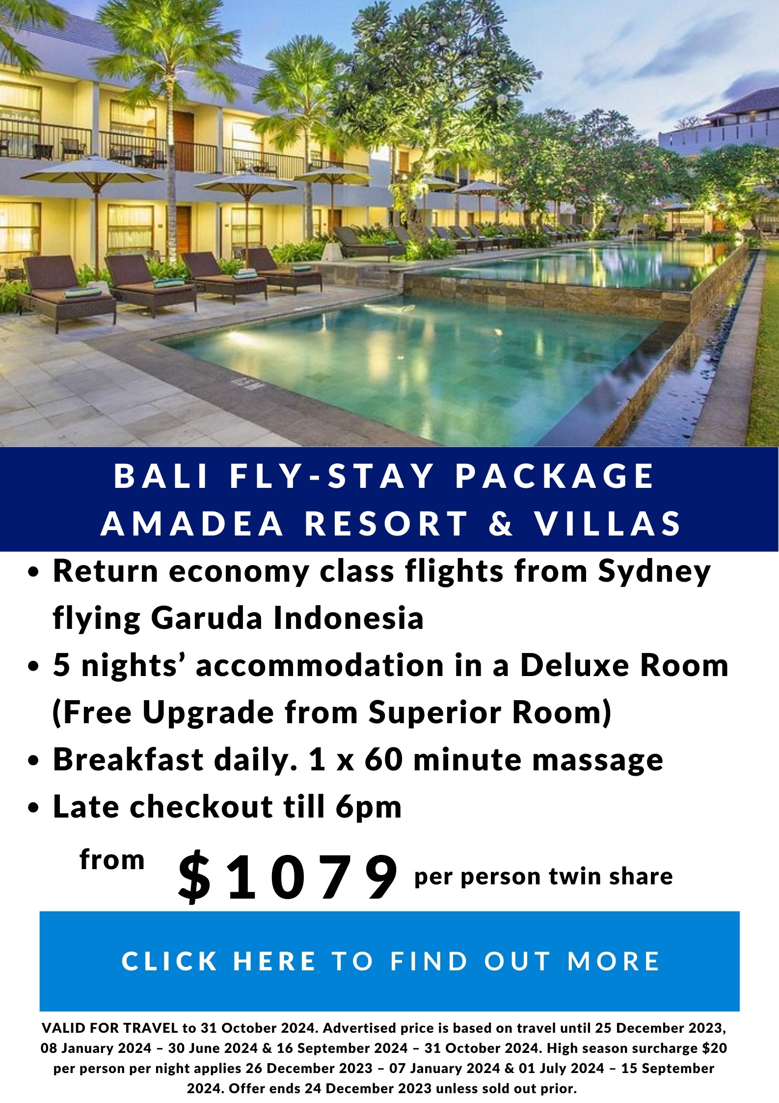 From $1079 per person twin share