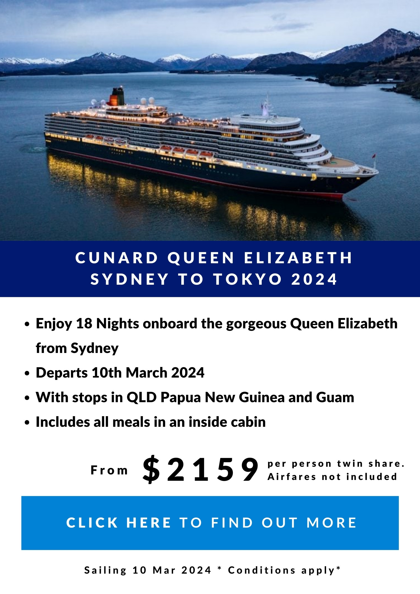 From $3899 per person twin share